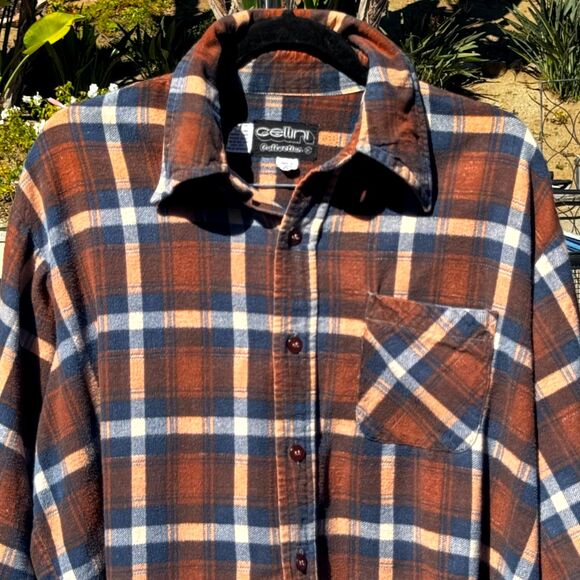 Vintage Cellini flannel XL size, 100% cotton, made in Taiwan R.O.C. WPL tag. - Picture 1 of 9